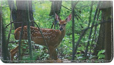 Whitetail Fawn Leather Checkbook Cover