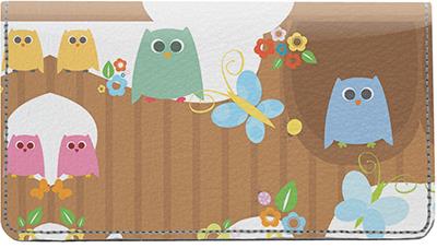 Cute Owls Leather Checkbook Cover