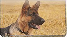 Alert German Shepherds Leather Checkbook Cover