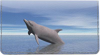 Illustrative Dolphins Leather Checkbook Cover