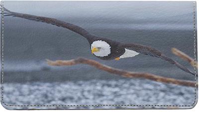 Bald Eagle In Flight Leather Checkbook Cover