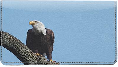 Perching Eagles Leather Checkbook Cover