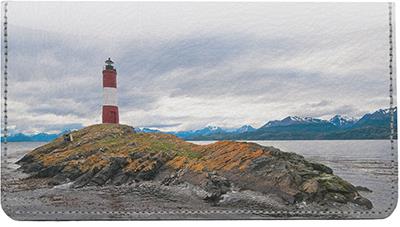 Red Lighthouses Leather Checkbook Cover