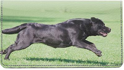 Running Black Labs Leather Checkbook Cover