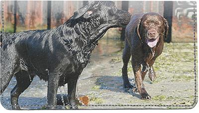 Labradors And Friends Leather Checkbook Cover