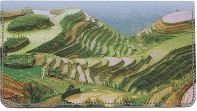 Rice Terraces Leather Checkbook Cover