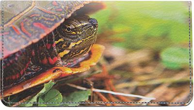 Painted Turltes Leather Checkbook Cover