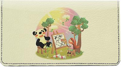 Panda Friend Leather Checkbook Cover