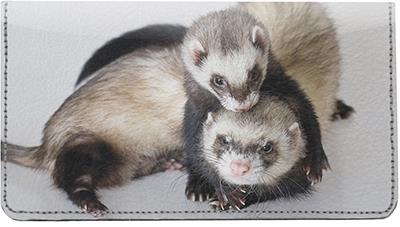 Silly Ferrets Leather Checkbook Cover