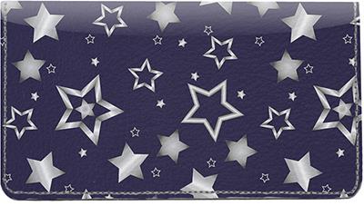 Silver Stars Leather Checkbook Cover