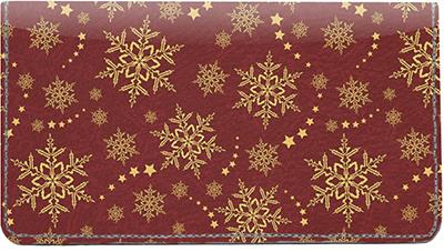 Colorful Snowflakes Leather Checkbook Cover