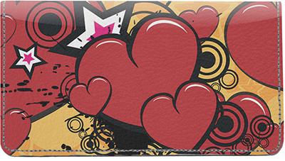 Hearts And Stars Leather Checkbook Cover