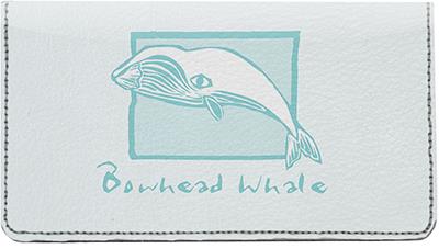 Woodcut Whales Leather Checkbook Cover