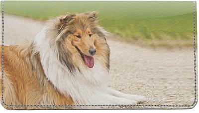 Classic Collies Leather Checkbook Cover