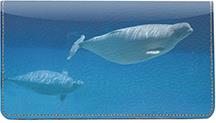 Beluga Whales Leather Checkbook Cover