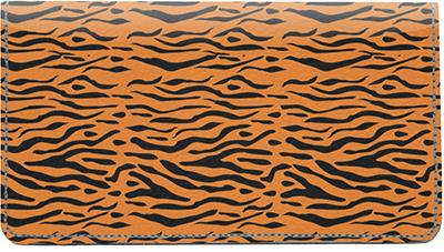 Wild Tiger Stripes Leather Checkbook Cover