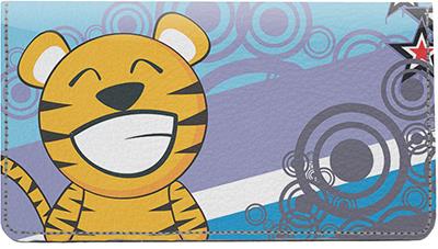 Cuddly Tiger Cub Leather Checkbook Cover