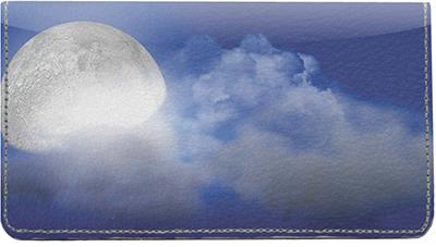 Moon and Clouds Leather Checkbook Cover