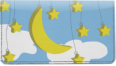 Hanging Moon and Stars Leather Checkbook Cover