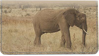 Elephant Walking Leather Checkbook Cover
