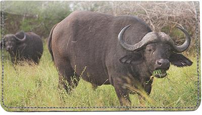 African Buffalo Leather Checkbook Cover