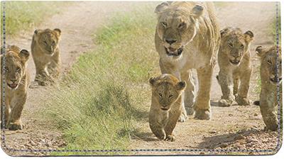 Lions In Training Leather Checkbook Cover