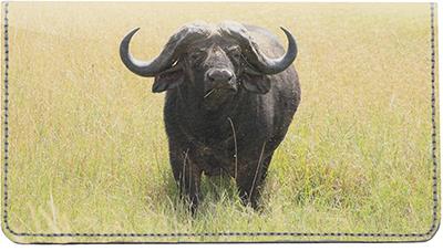 Grazing Buffalo Leather Checkbook Cover