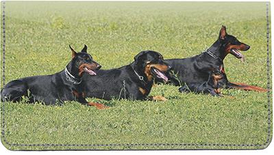 Resting Dobermans Leather Checkbook Cover
