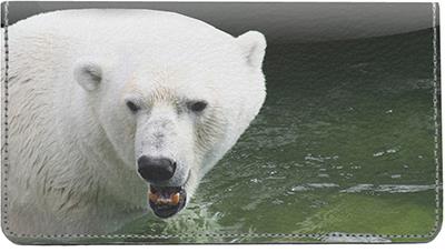 Swimming Polar Bears Leather Checkbook Cover