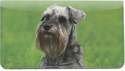 Schnauzers In The Grass Leather Checkbook Cover