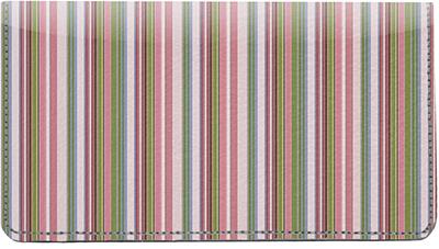 Retro Stripes Leather Checkbook Cover