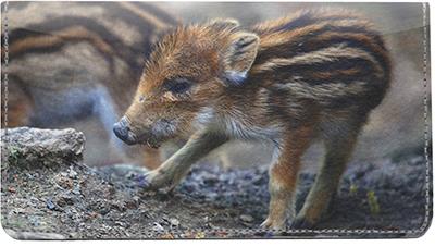 Baby Wild Pigs Leather Checkbook Cover