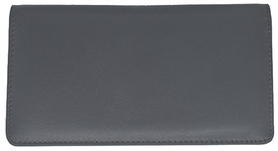 Grey Premium Leather Checkbook Cover