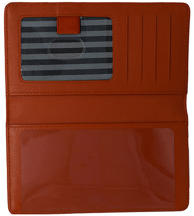 Orange Premium Leather Checkbook Cover