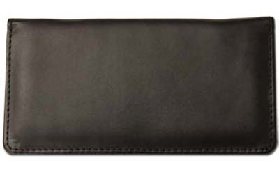 Black Smooth Leather Checkbook Cover