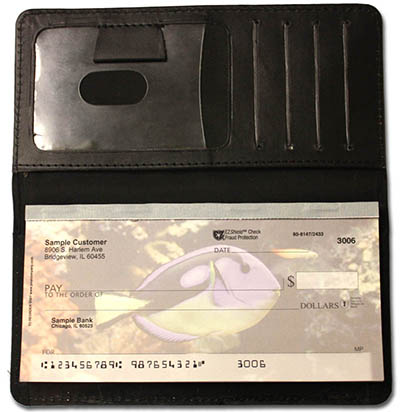 Black Smooth Leather Checkbook Cover