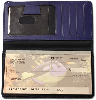 Royal Blue Smooth Leather Checkbook Cover