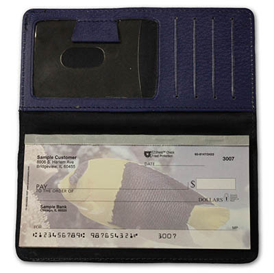 Royal Blue Leather Checkbook Cover
