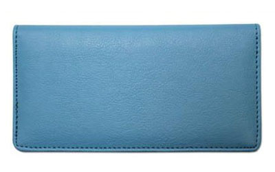 Light Blue Textured Leather Checkbook Cover