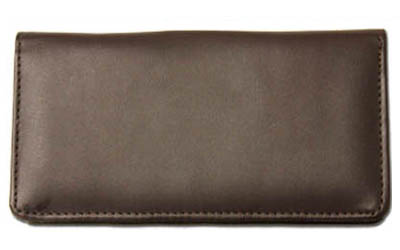Dark Brown Smooth Leather Checkbook Cover