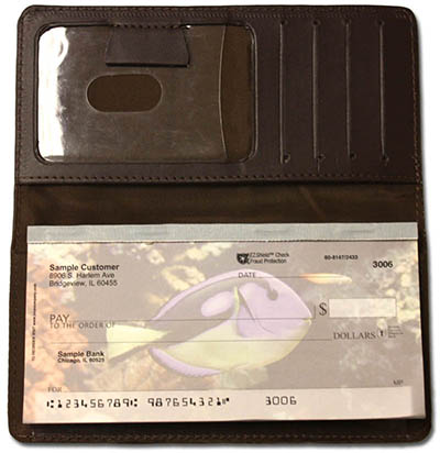 Dark Brown Smooth Leather Checkbook Cover