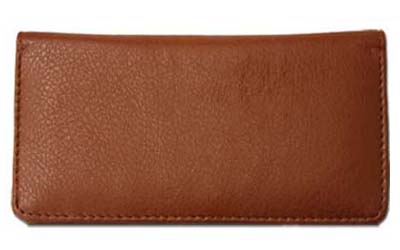 Brown Textured Leather Checkbook Cover