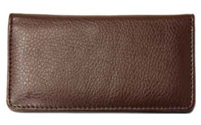 Dark Brown Textured Leather Checkbook Cover
