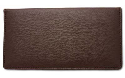 Brown Side Tear Leather Checkbook Cover