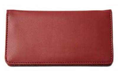 Burgundy Smooth Leather Checkbook Cover