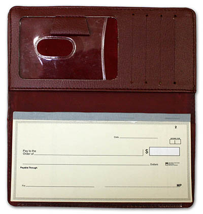 Burgundy Textured Leather Checkbook Cover