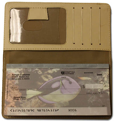 Cream Smooth Leather Checkbook Cover