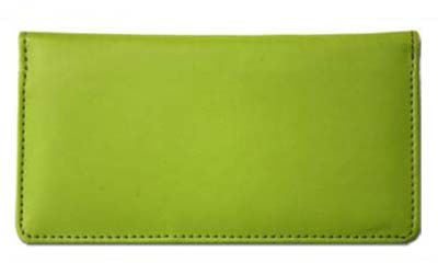 Lime Green Smooth Leather Checkbook Cover