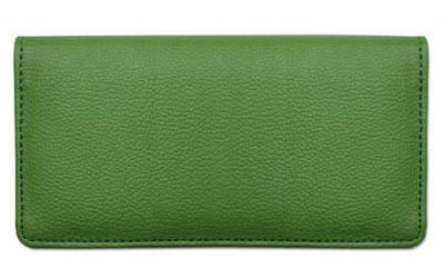 Green Textured Leather Checkbook Cover