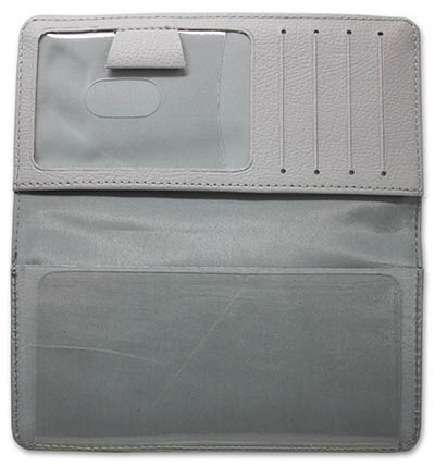 Grey Leather Checkbook Cover